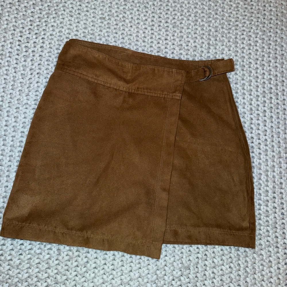 Hollister | Tan Suede Wrap Mini Skirt